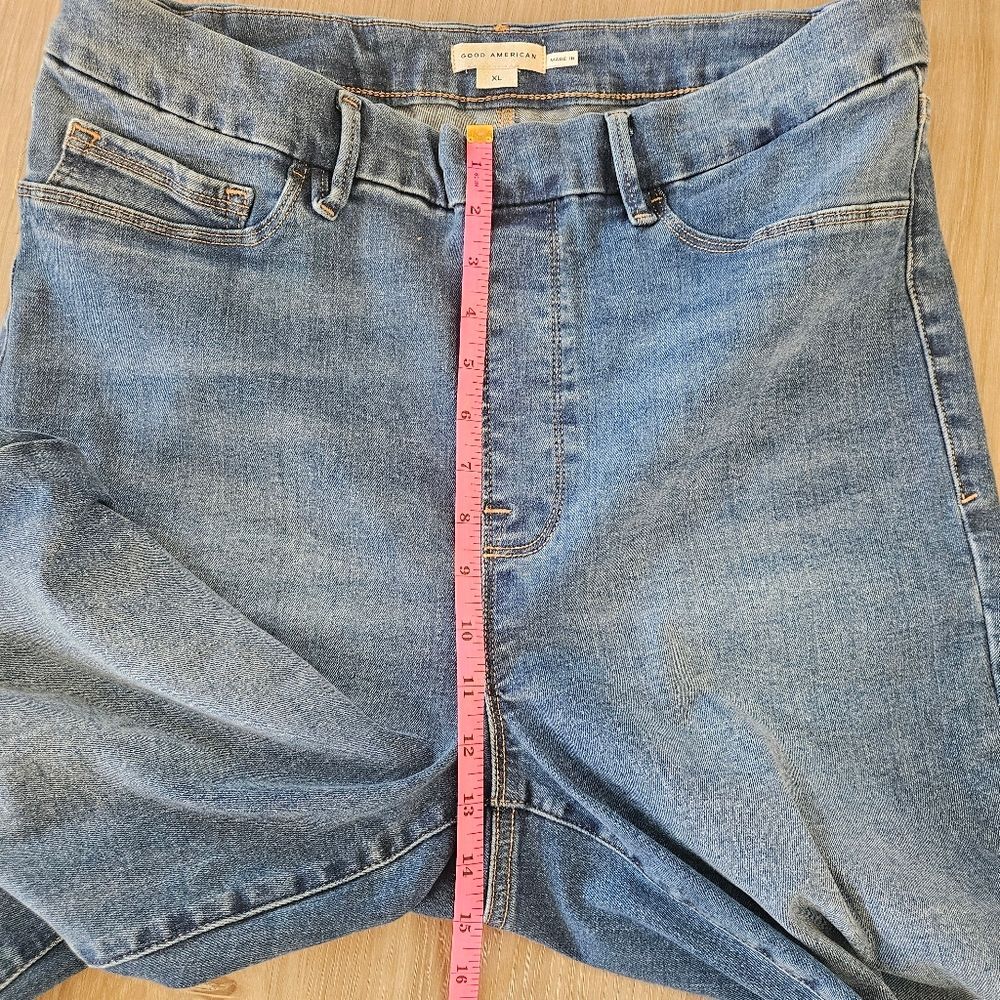 Good American Jeans Women Sz XL GLS478TE Power Stretch PullOn Straight Indigo490 - Picture 4 of 10